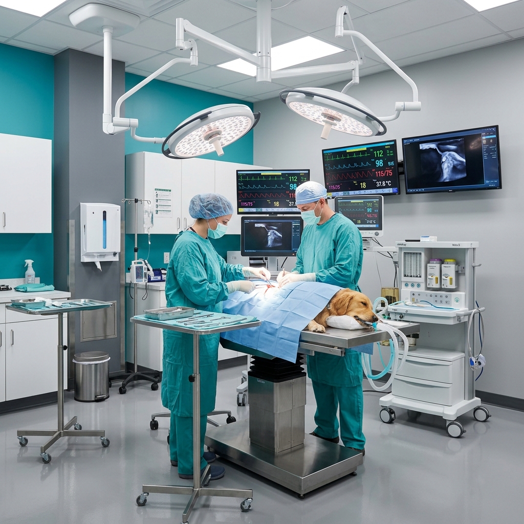 Quirófano veterinario completamente equipado
